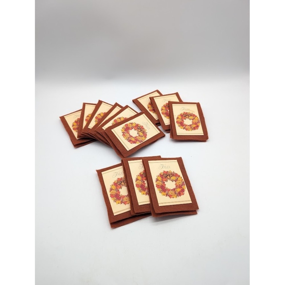 12 Set Vintage Bridge Tally Card Book Holders Autumn Wreath Fall Harvest Party - Picture 12 of 12
